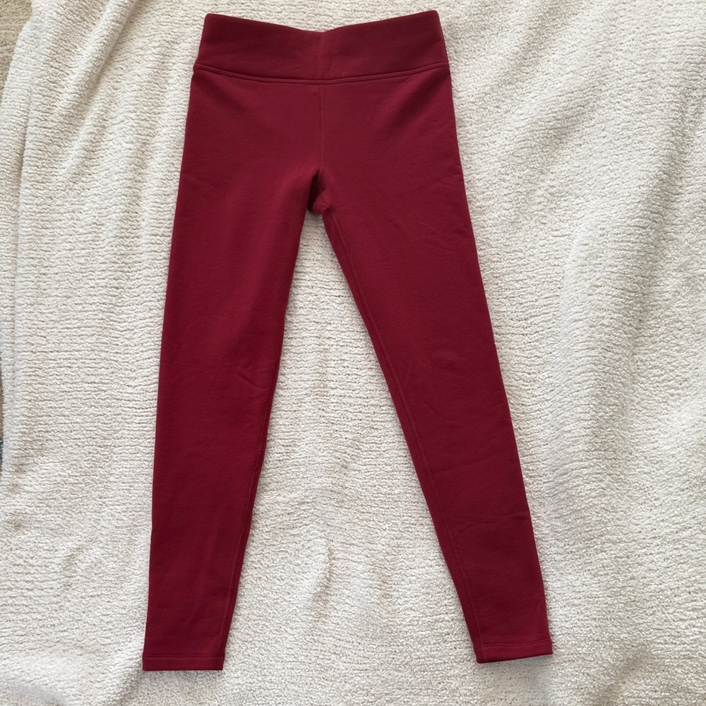 Athleta Kids Deep Red Fleece Lined Leggings